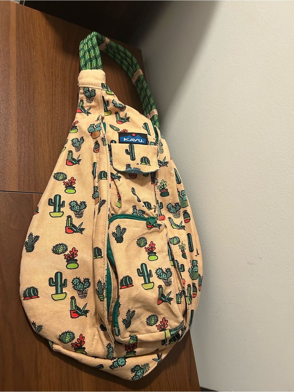 KAVU Rope Bag Cactus Print Canvas Sling Backpack